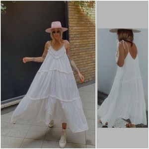 Zara midi ruffled dress boho cotton